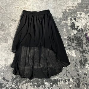 Black Sheer High Low Skirt